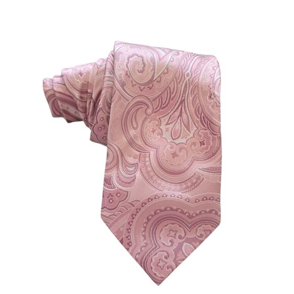 Men's Donald J. Trump Signature Collection Pink Paisley Design Tie Silk Men's - Picture 1 of 5
